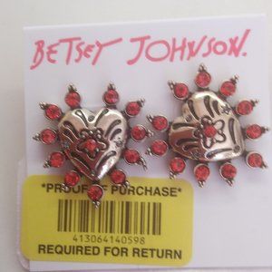 Betsey Johnson New Heart with Red Point Earrings